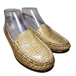 SAS TriPad Ladies Size 8 M Gold Leather Snake Print Slip On Loafer Classic USA